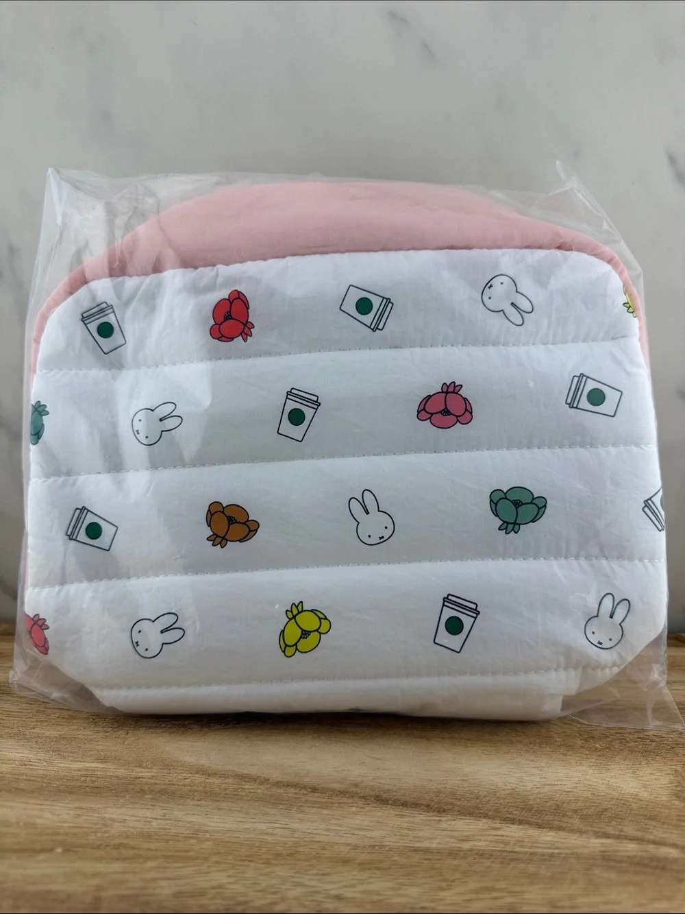 Miffy X Starbucks Collab 2026 Quilted White Pouch with Pink Trim Limited Edition
